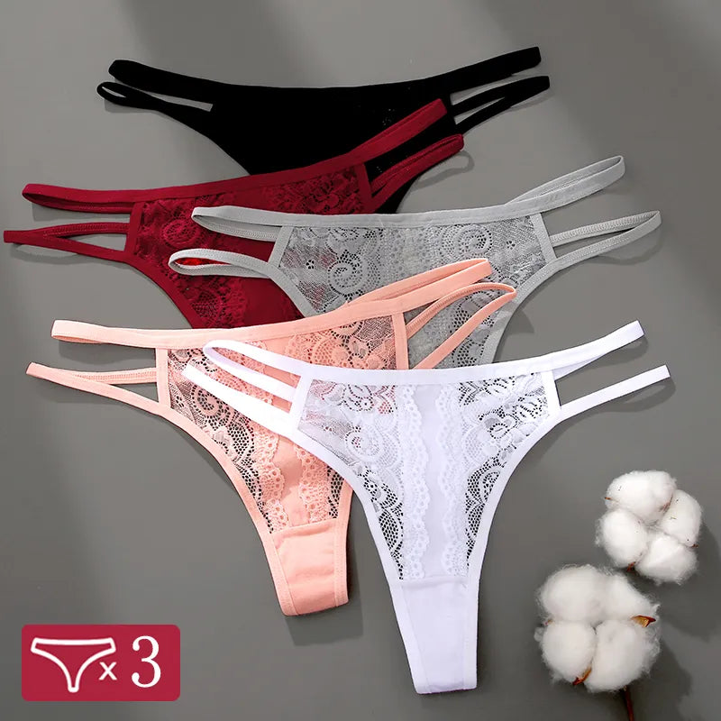 Lot de String transparent en dentelle