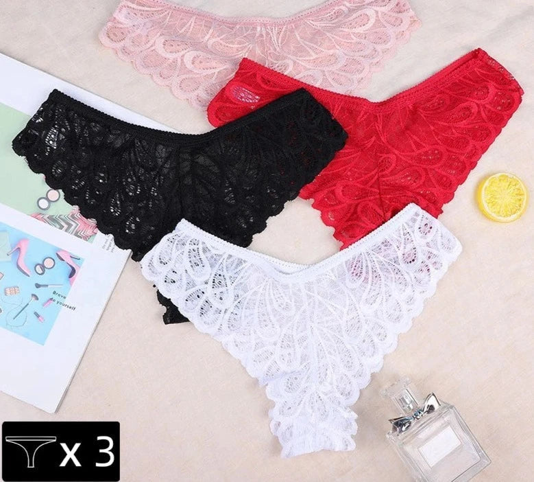 Lot de culotte en dentelle taille basse